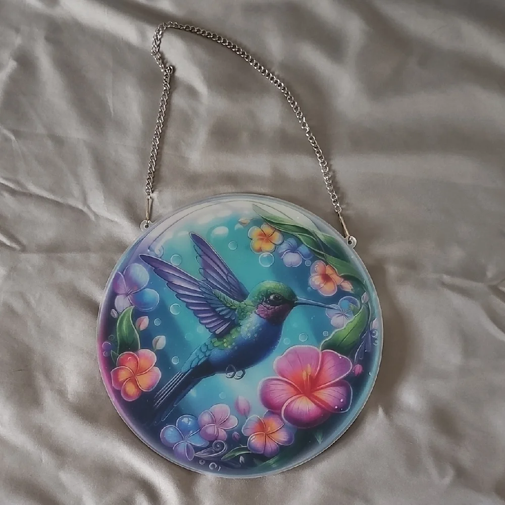 Colorful Rhinestone Hummingbird Sun Catcher